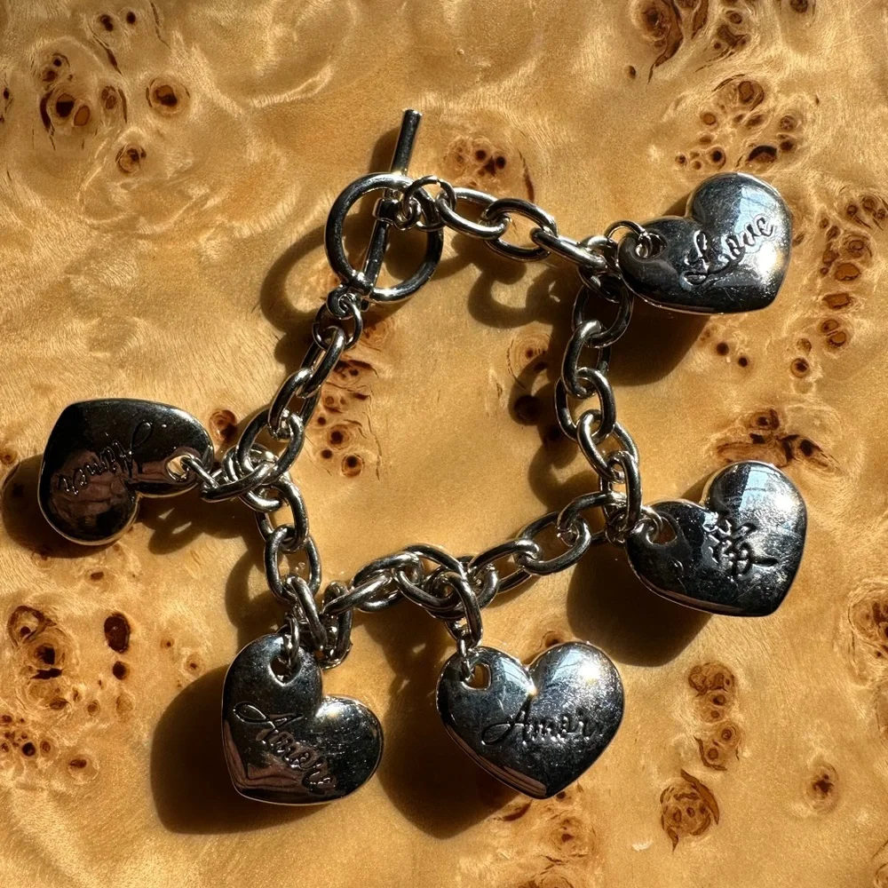 Puffy Heart Love Amore Charm Bracelet